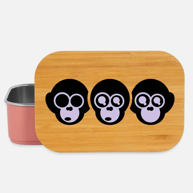 trois singes - Boîte à goûter - rose clair
