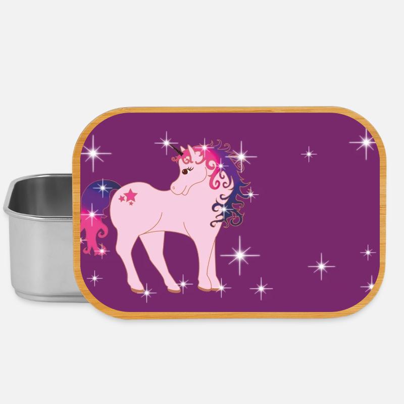 Fantasy Einhorn mit Sternchen - lila  - Lunch Box - Silber
