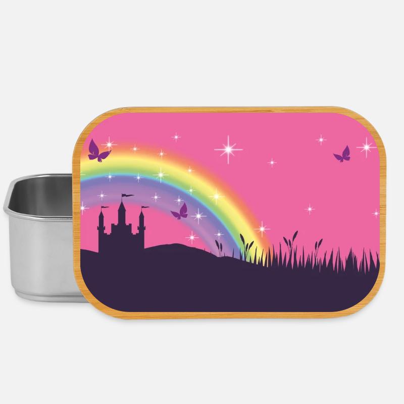 Fairytale Castle with Rainbow | personalizable - Lunch Box - silver