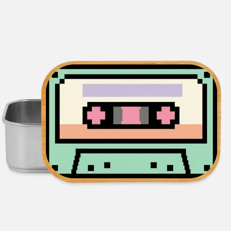 Retro 8-Bit-Pixel-Art-Kassette - Lunch Box - Silber