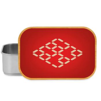 Beiges Diamanten-Raster Muster - Lunch Box - Silber - Vorne