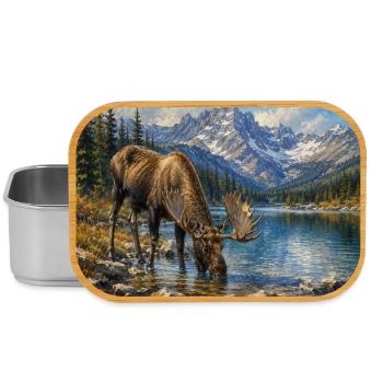 Alpen-Elch am Bergsee - Lunch Box - Silber - Vorne