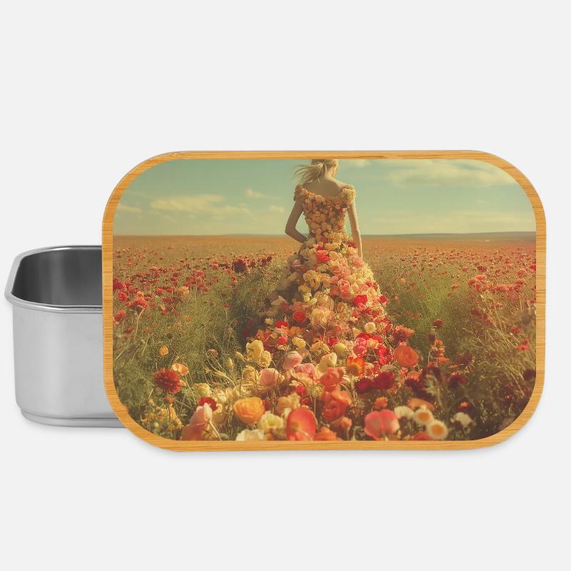 Robe fleurie dans une mer de fleurs - Boîte à goûter - argent