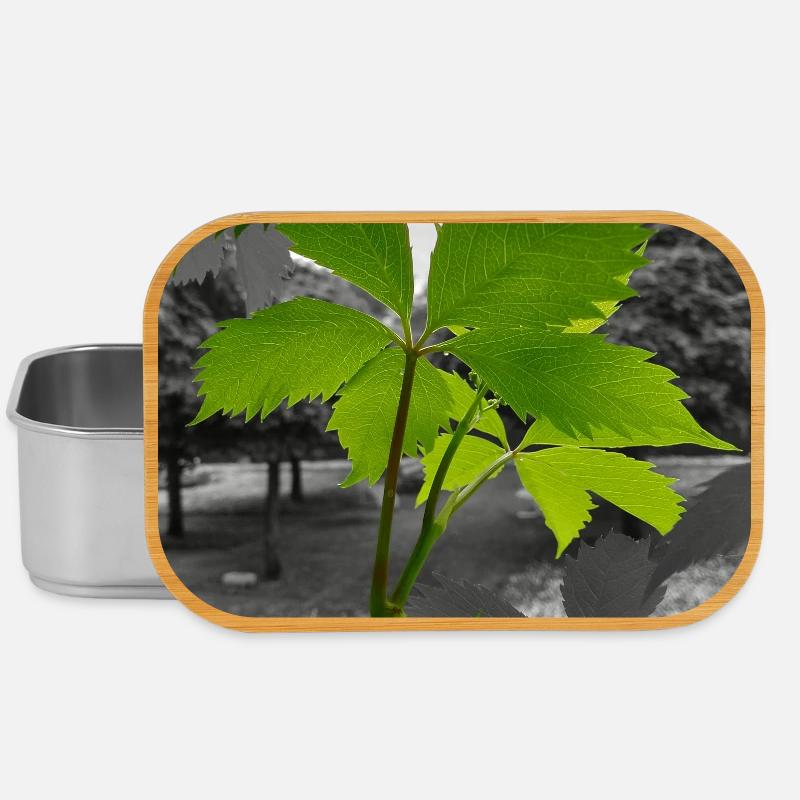 Feuille verte en contraste en niveaux de gris - Boîte à goûter - argent