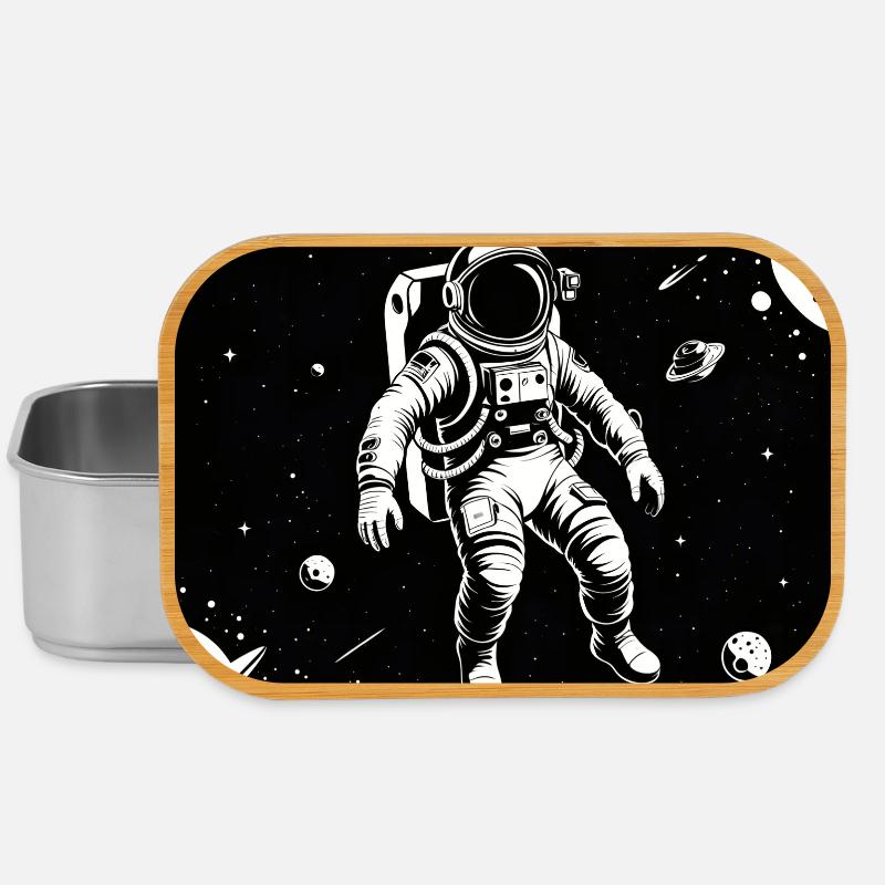 Astronaute de l’espace dans le ciel lunaire - Boîte à goûter - argent