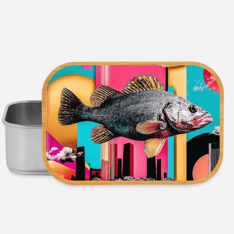 Floating Fish, Creative Collage - Lunch Box - silver