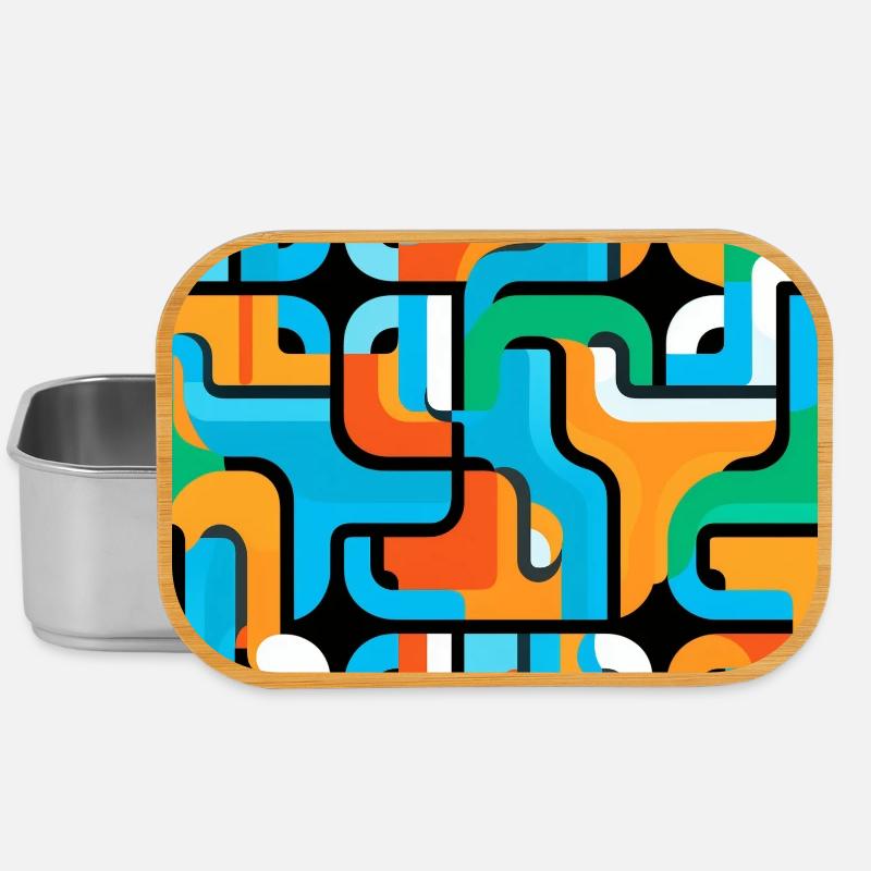 Colored Mesh Pattern Abstract - Lunch Box - silver