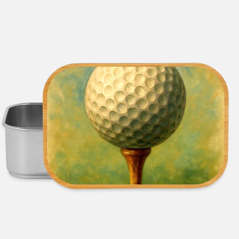 Golf ball in artistic board on tee - Lunch Box - silver