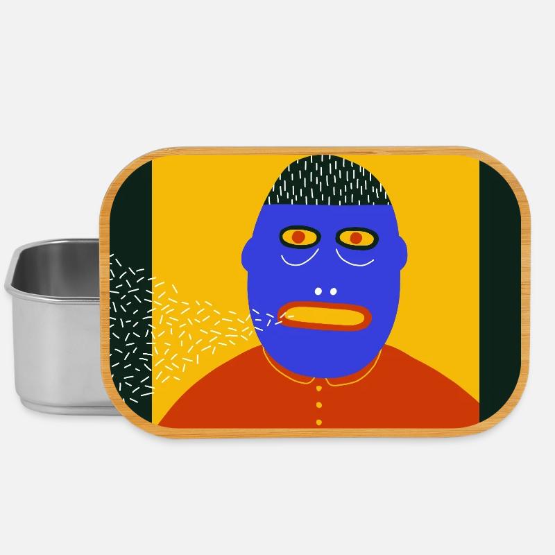 Be Nice Eat Rice : graphique d’art populaire surréaliste et excentrique - Boîte à goûter - argent