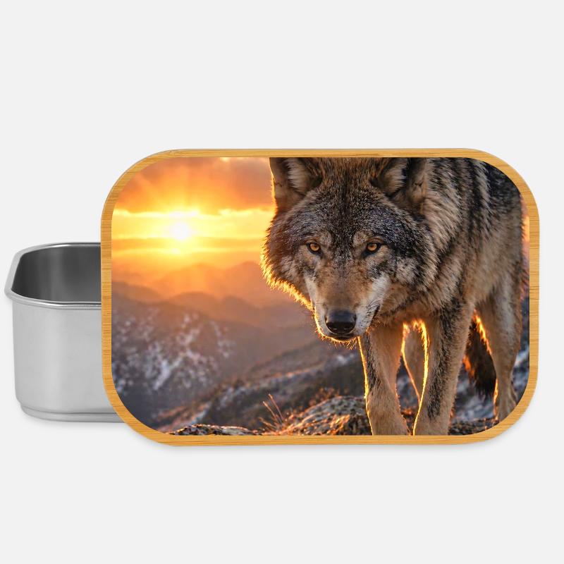 Wolf in sunset mountain - Lunch Box - silver