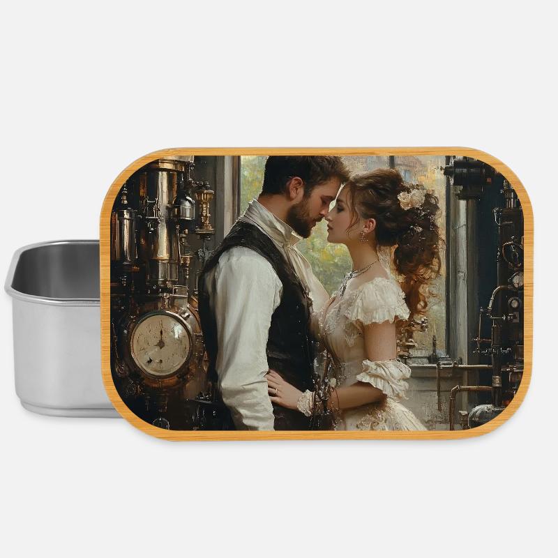 Steampunk Romance: Lovers in the Lab - Lunch Box - silver