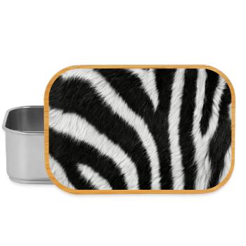 Minimalistisches Schwarz-Weiß-Zebra - Lunch Box - Silber - Vorne