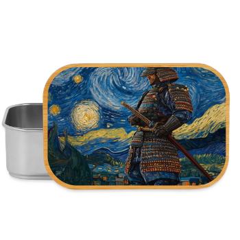 Samurai Japan Van Gogh Style Starry Night - Lunch Box - Silber - Vorne