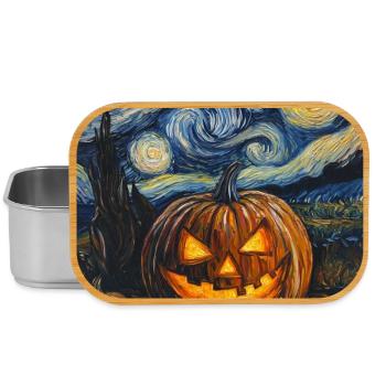Kürbis Halloween Van Gogh Style Starry Night - Lunch Box - Silber - Vorne