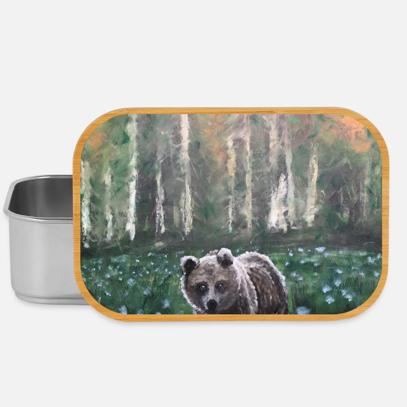 Ours dans la scène de forêt enneigée - Boîte à goûter - argent