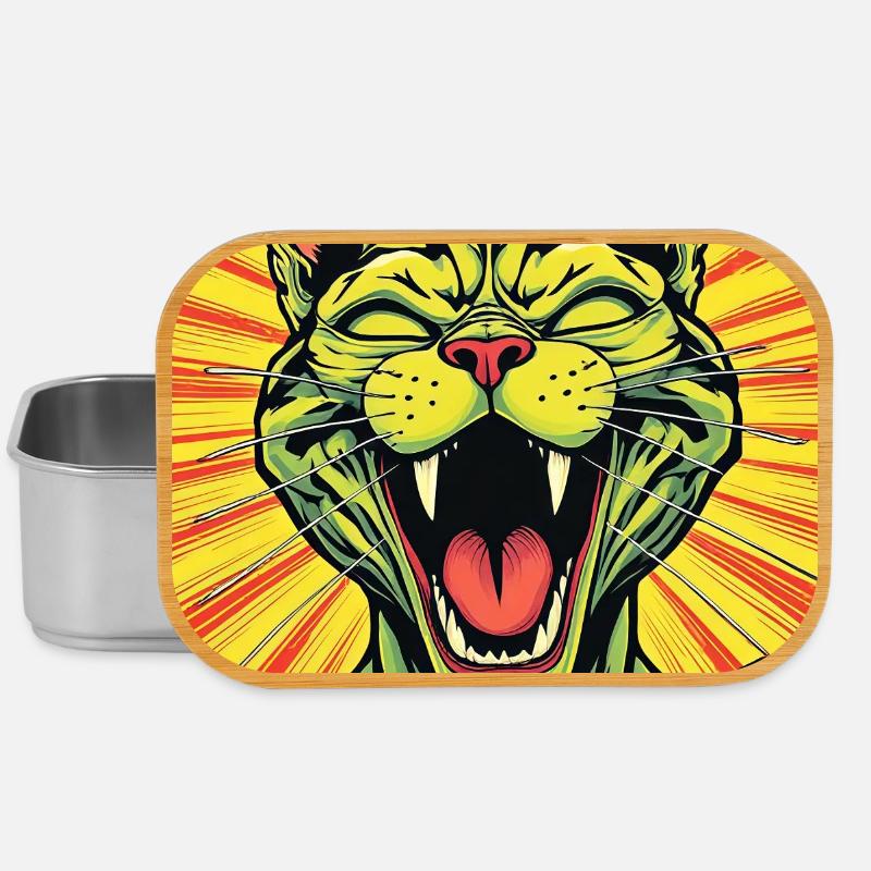 Laughing Cat Comic Print - Lunch Box - silver