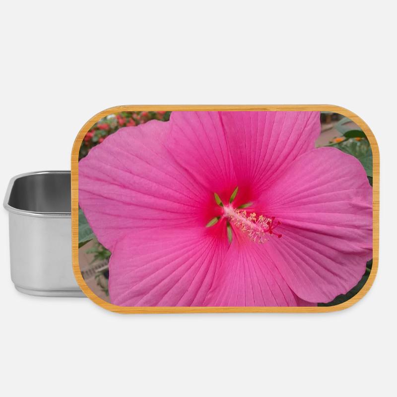 Hibiscus Rose Éclat Tropical Textile - Boîte à goûter - argent