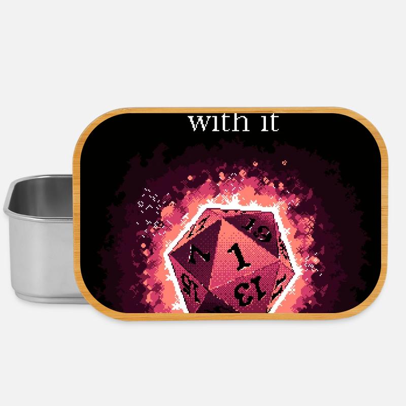 Just Roll With It Retro D20 Magenta Dice - Lunch Box - silver