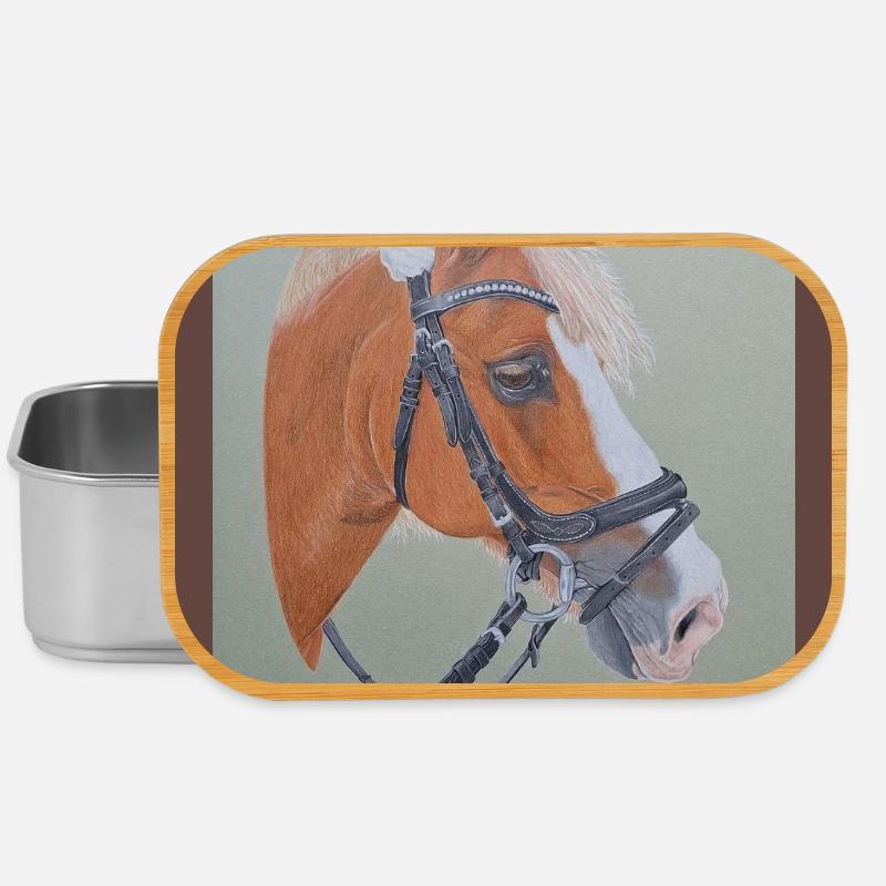 Portrait de cheval avec bride d’équitation - Boîte à goûter - argent