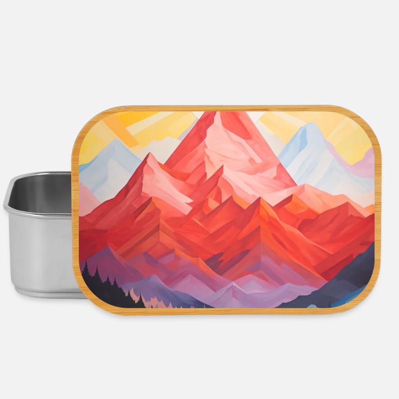 Paysage de Montagne avec coucher de soleil - Boîte à goûter - argent