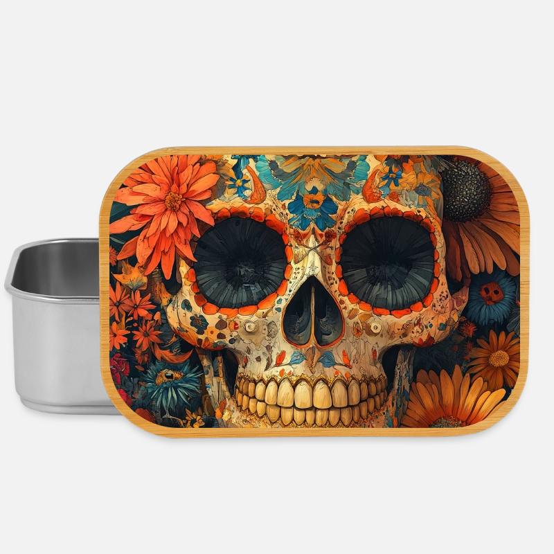 Crâne de Fleurs Día de los Muertos - Boîte à goûter - argent