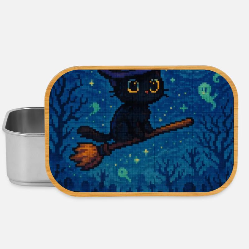 Chat pixel mignon d'Halloween - Boîte à goûter - argent