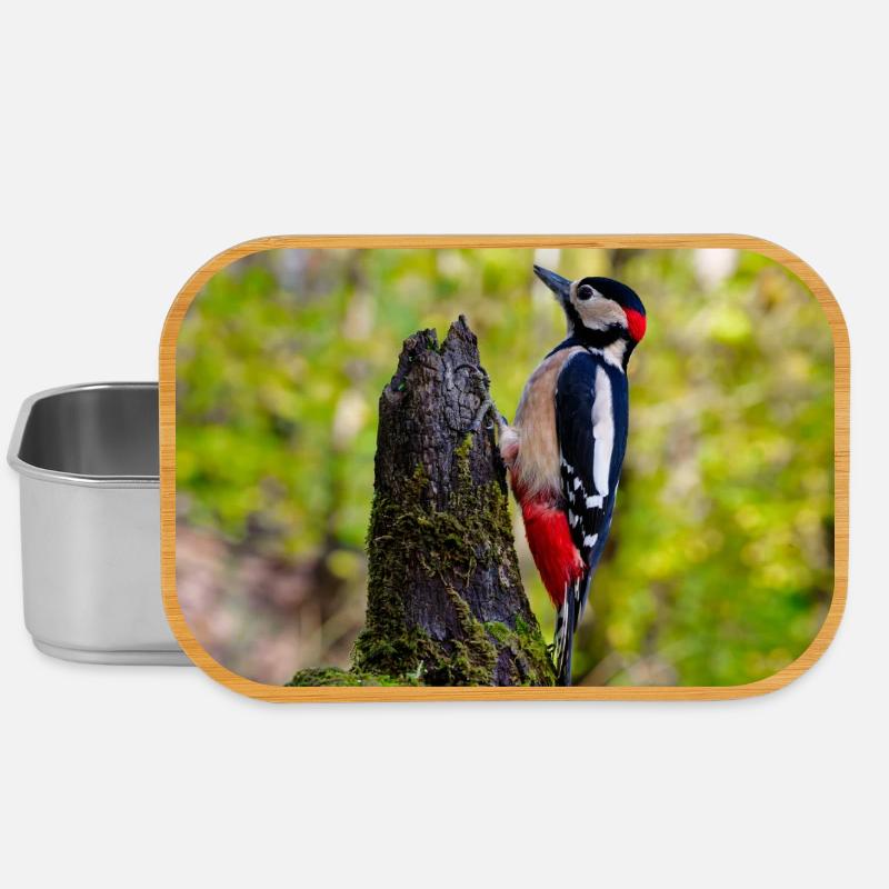 Specht auf moosigem Waldstumpf - Lunch Box - Silber