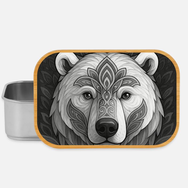 Mandala géométrique de tête d’ours - Boîte à goûter - argent