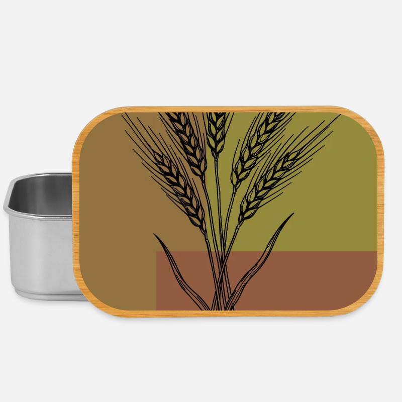 Weizen Ähren Line Art – Botanisches Design - Lunch Box - Silber
