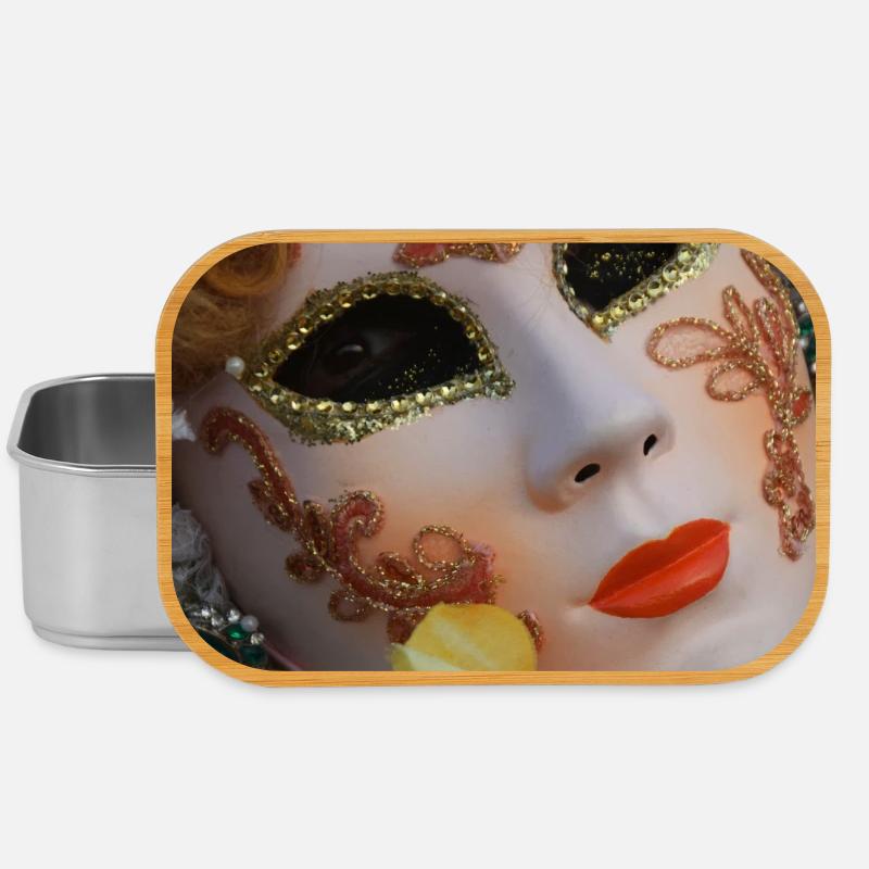 Masque vénitien Paillettes dorées - Boîte à goûter - argent