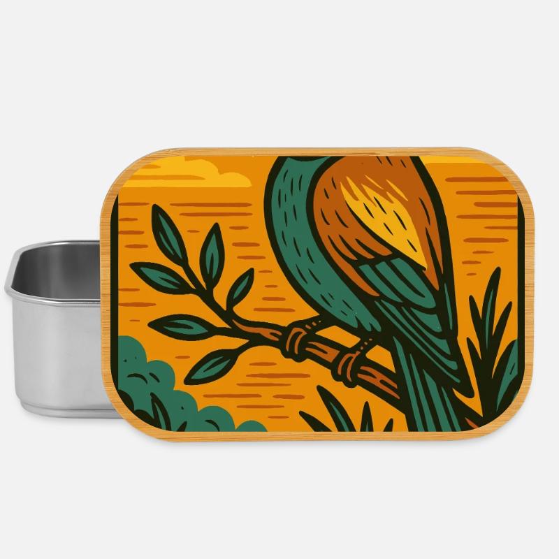 The Bee-Eater Sunset Illustration - Lunch Box - silver
