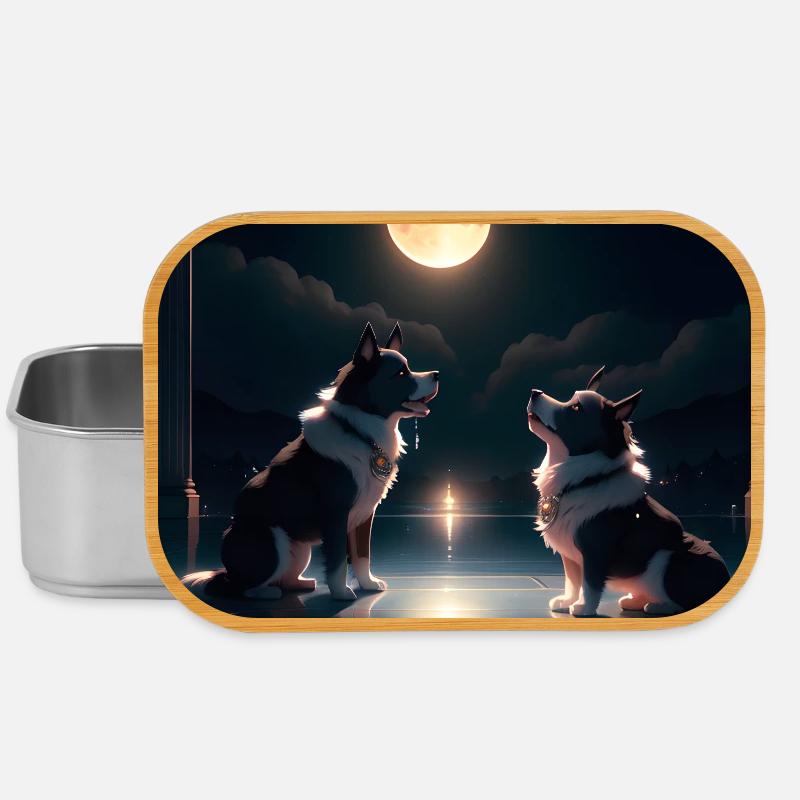 Moonlit Canine Duet - Lunch Box - silver