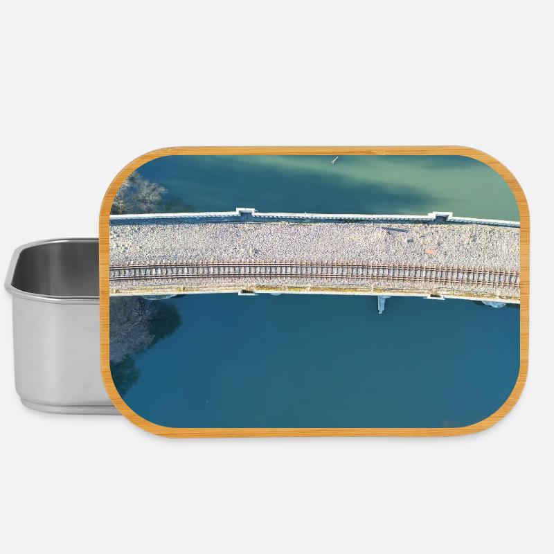 Bridge view over quiet river Viaduct Herdecke - Lunch Box - silver