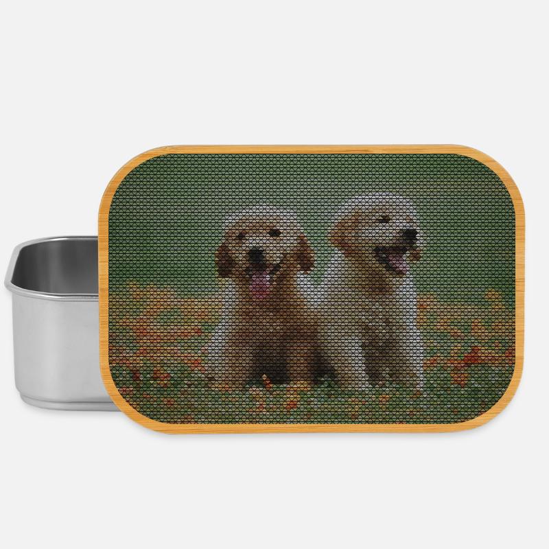Two Labrador Retriever puppies with triangle pattern - Lunch Box - silver
