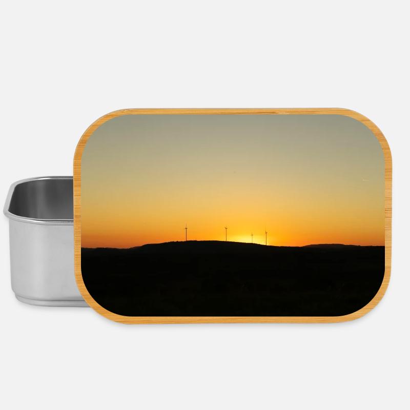 Coucher de soleil au-dessus des éoliennes - Boîte à goûter - argent