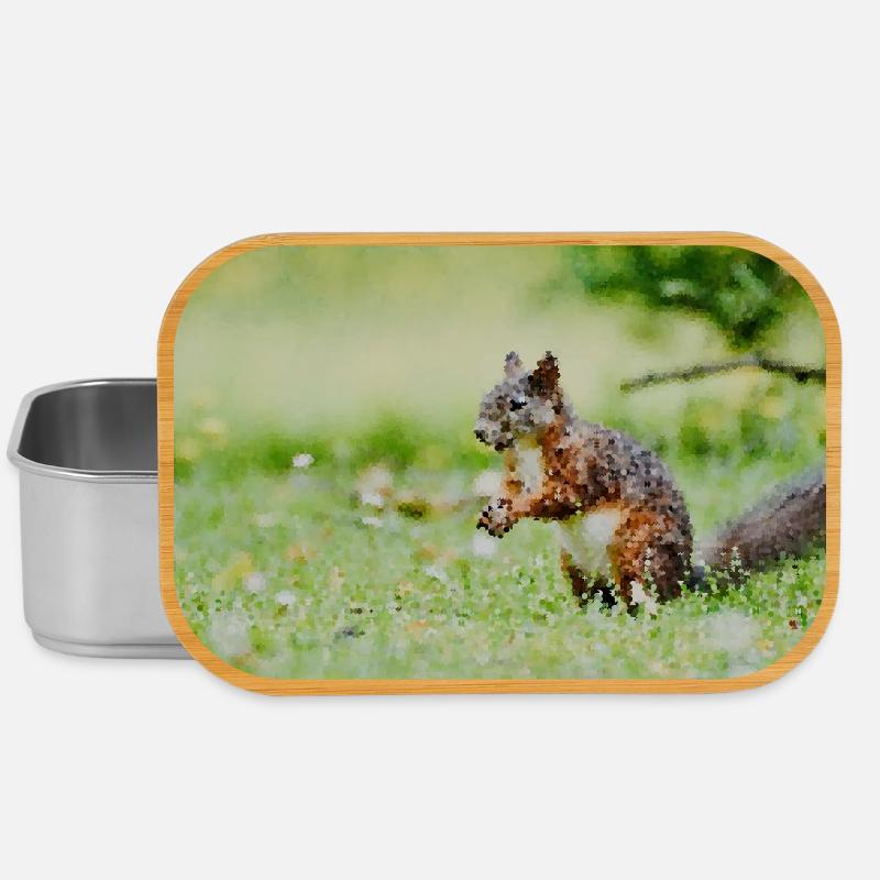 Eichhörnchen Mosaic im Grasenfeld - Lunch Box - Silber
