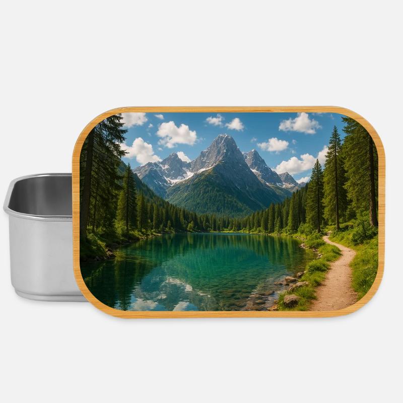 Bergseepfad im Wald - Lunch Box - Silber
