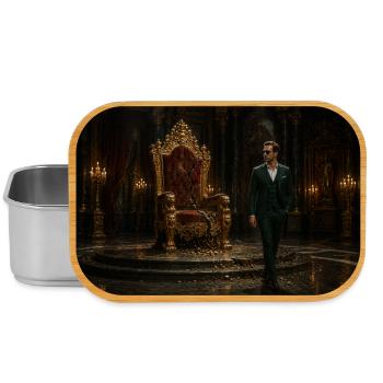 Grüner Anzug auf barockem Thron - Lunch Box - Silber - Vorne