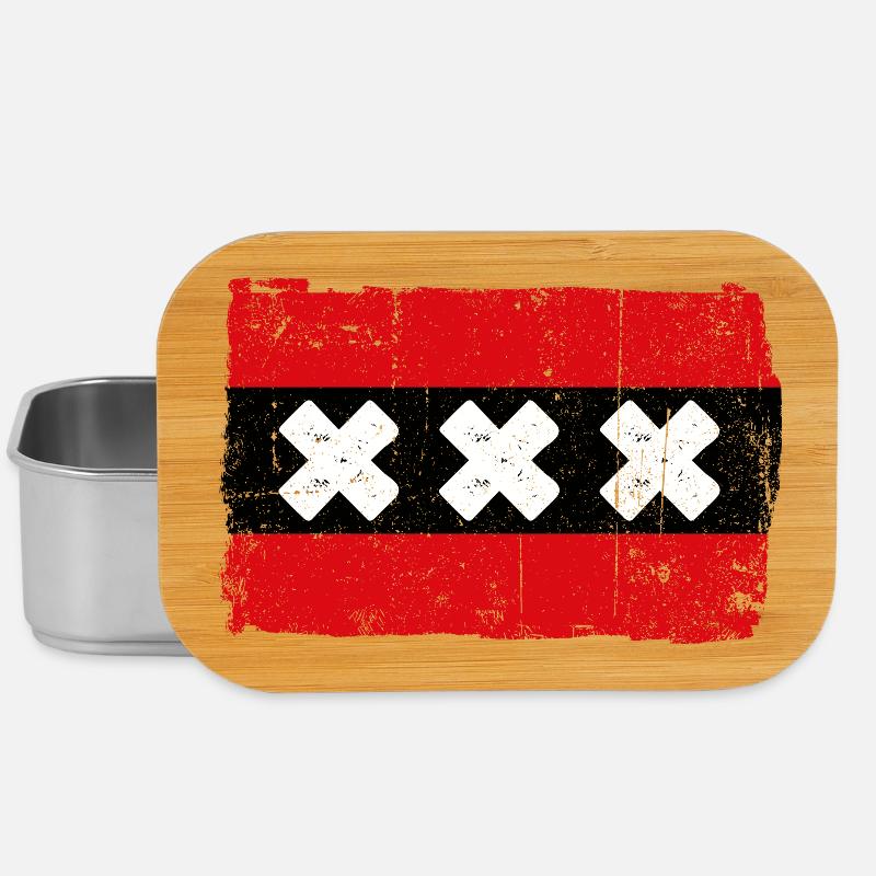 Red Stripe Flag with White Xs - Lunch Box - silver