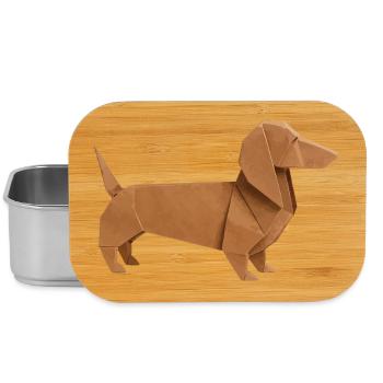 Origami Dackel Edelbraun - Lunch Box - Silber - Vorne