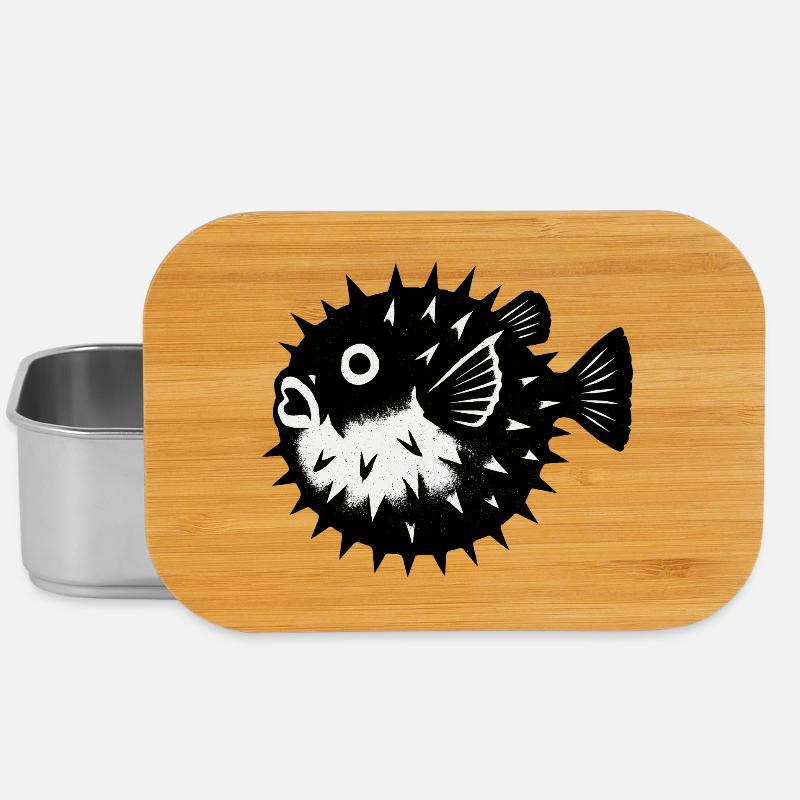 Contrast Puffer Fish with Spines - Lunch Box - silver
