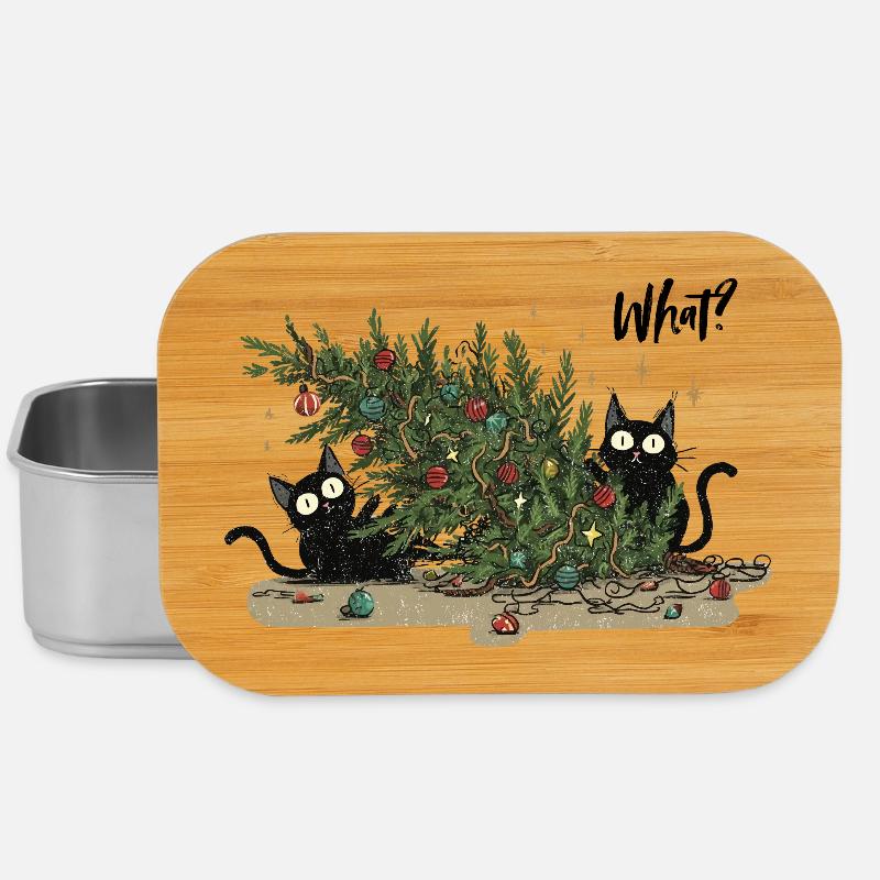 Chats de Noël chaotiques – Chats de Noël drôles - Boîte à goûter - argent