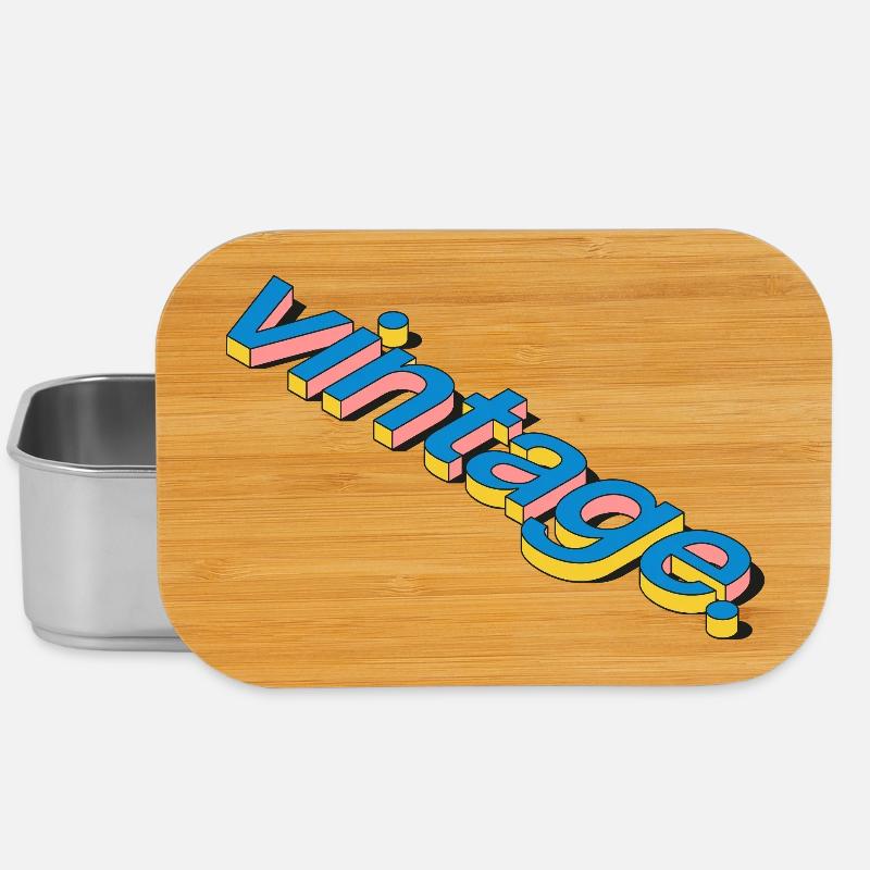 Vintage Retro 3D Typography Design - Lunch Box - silver