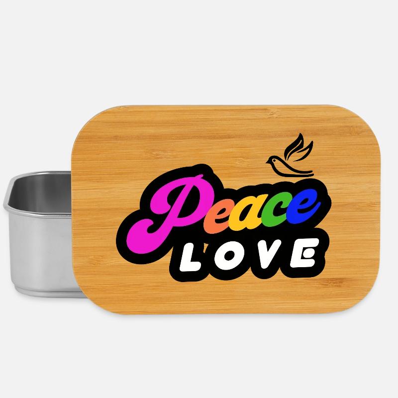 Peace Love Rainbow Retro - Lunch Box - silver