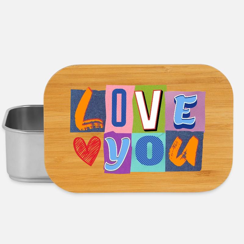 Liebe in Bunt-Collage - Lunch Box - Silber
