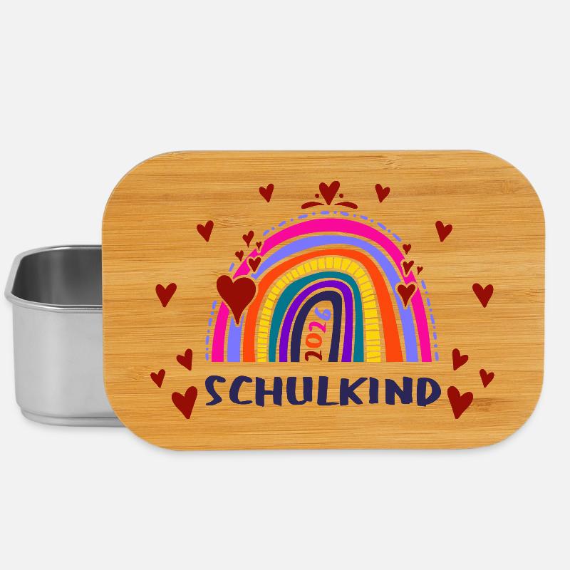 Schulkind 2026 - Einschulung - Regenbogen - Lunch Box - Silber