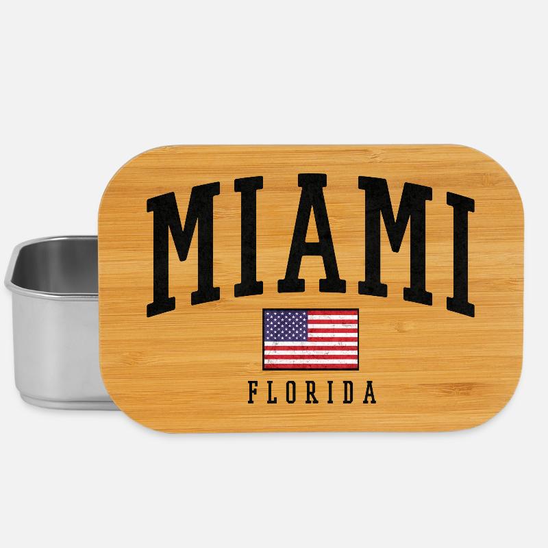Miami Flag Distressed Typography Florida - Lunch Box - Silber