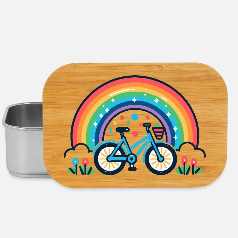 Rainbow Bicycle Joy Design - Lunch Box - silver