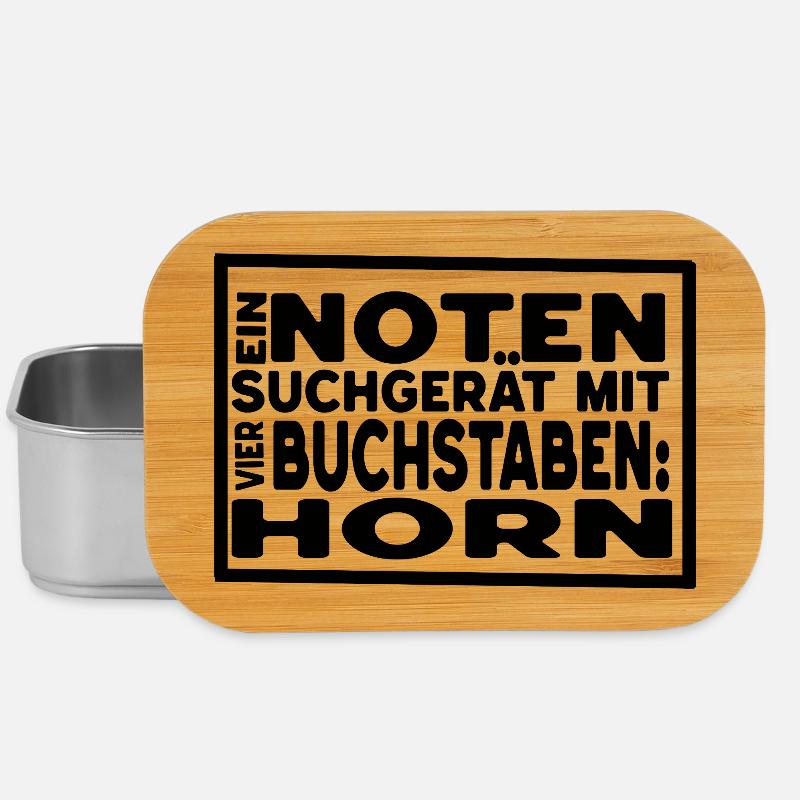 Horn - Notensuchgerät mit vier Buchstaben - Lunch Box - Silber