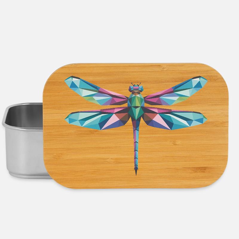 Dragonfly - Cooles Low-Poly-Logo - Lunch Box - Silber